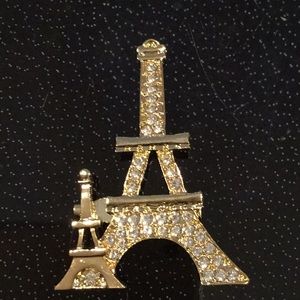 Eiffel Tower Gold Tone Pin With Rhinestones!!!